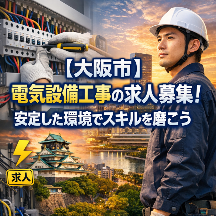【大阪市】電気設備工事の求人募集！安定した環境でスキルを磨こう
